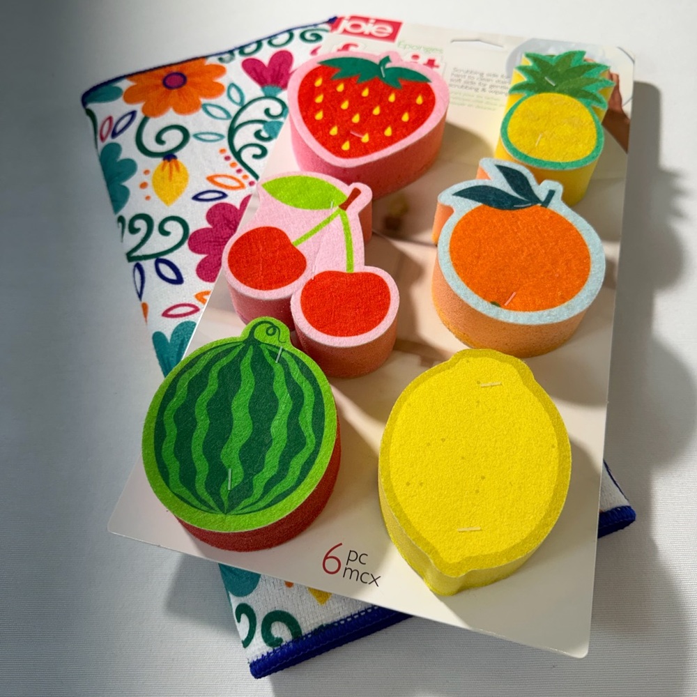 Spring Fruit-Shaped Sponge and mat Set - Multicolor gift set